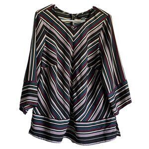Liz Claiborne Career Womens Striped Blouse XL Retro Corpcore Officesiren